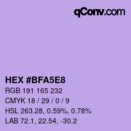 カラーコード: HEX #BFA5E8 | qconv.com