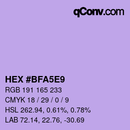 颜色代码: HEX #BFA5E9 | qconv.com
