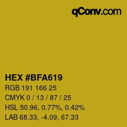 Color code: HEX #BFA619 | qconv.com