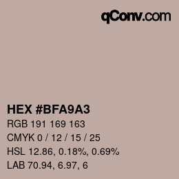 カラーコード: HEX #BFA9A3 | qconv.com