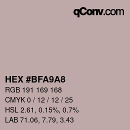 Color code: HEX #BFA9A8 | qconv.com
