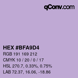 Color code: HEX #BFA9D4 | qconv.com