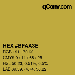 カラーコード: HEX #BFAA3E | qconv.com