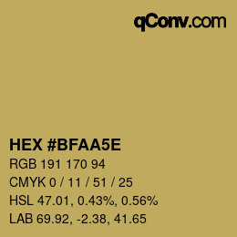 Código de color: HEX #BFAA5E | qconv.com