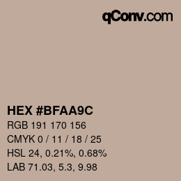 Farbcode: HEX #BFAA9C | qconv.com