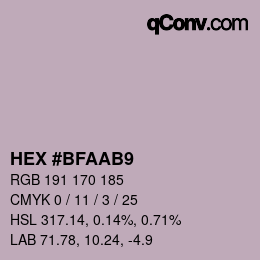 カラーコード: HEX #BFAAB9 | qconv.com
