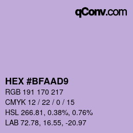 カラーコード: HEX #BFAAD9 | qconv.com