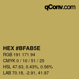 Farbcode: HEX #BFAB5E | qconv.com