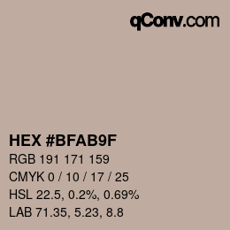 カラーコード: HEX #BFAB9F | qconv.com