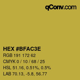カラーコード: HEX #BFAC3E | qconv.com