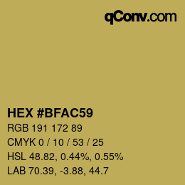 Farbcode: HEX #BFAC59 | qconv.com