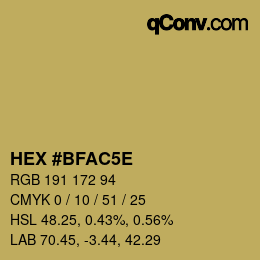 Color code: HEX #BFAC5E | qconv.com