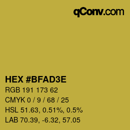 カラーコード: HEX #BFAD3E | qconv.com