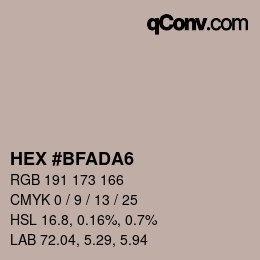 カラーコード: HEX #BFADA6 | qconv.com