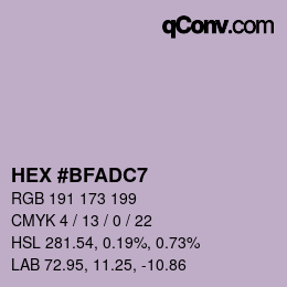 カラーコード: HEX #BFADC7 | qconv.com