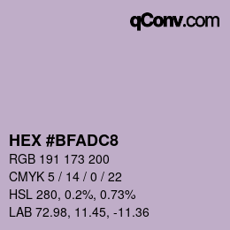 Farbcode: HEX #BFADC8 | qconv.com