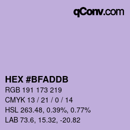 カラーコード: HEX #BFADDB | qconv.com