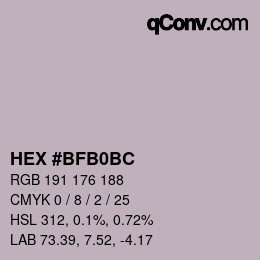 颜色代码: HEX #BFB0BC | qconv.com
