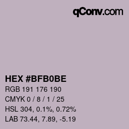 颜色代码: HEX #BFB0BE | qconv.com