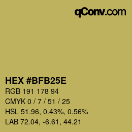 カラーコード: HEX #BFB25E | qconv.com
