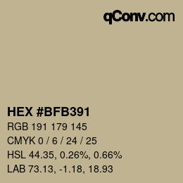 Farbcode: HEX #BFB391 | qconv.com