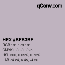 カラーコード: HEX #BFB3BF | qconv.com