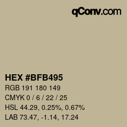 Color code: HEX #BFB495 | qconv.com