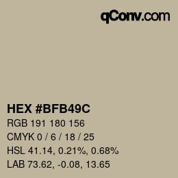 Farbcode: HEX #BFB49C | qconv.com