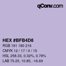 Farbcode: HEX #BFB4D8 | qconv.com