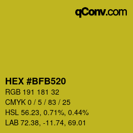 カラーコード: HEX #BFB520 | qconv.com