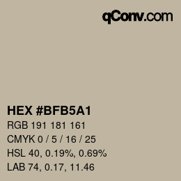 Código de color: HEX #BFB5A1 | qconv.com