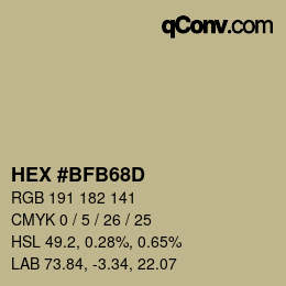 颜色代码: HEX #BFB68D | qconv.com