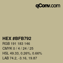 Farbcode: HEX #BFB792 | qconv.com