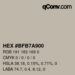 Color code: HEX #BFB7A900 | qconv.com