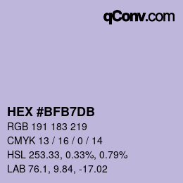 カラーコード: HEX #BFB7DB | qconv.com