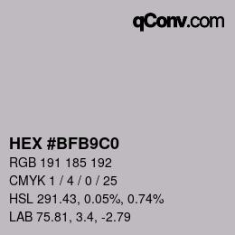 Color code: HEX #BFB9C0 | qconv.com