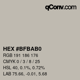 Color code: HEX #BFBAB0 | qconv.com