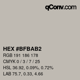 カラーコード: HEX #BFBAB2 | qconv.com