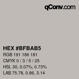 Color code: HEX #BFBAB5 | qconv.com