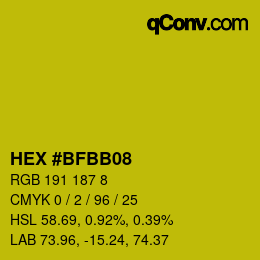 颜色代码: HEX #BFBB08 | qconv.com