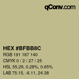 Color code: HEX #BFBB8C | qconv.com