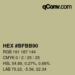 カラーコード: HEX #BFBB90 | qconv.com