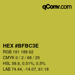 Color code: HEX #BFBC3E | qconv.com