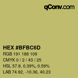 Color code: HEX #BFBC6D | qconv.com