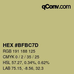 Color code: HEX #BFBC7D | qconv.com