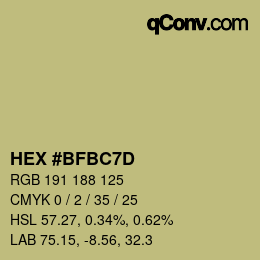 Color code: HEX #BFBC7D | qconv.com