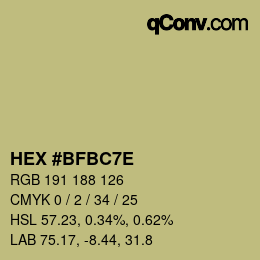 Color code: HEX #BFBC7E | qconv.com