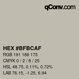 Color code: HEX #BFBCAF | qconv.com