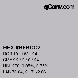 Color code: HEX #BFBCC2 | qconv.com