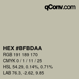 Color code: HEX #BFBDAA | qconv.com
